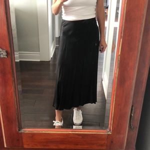 Long black Zara silk skirt, size Small